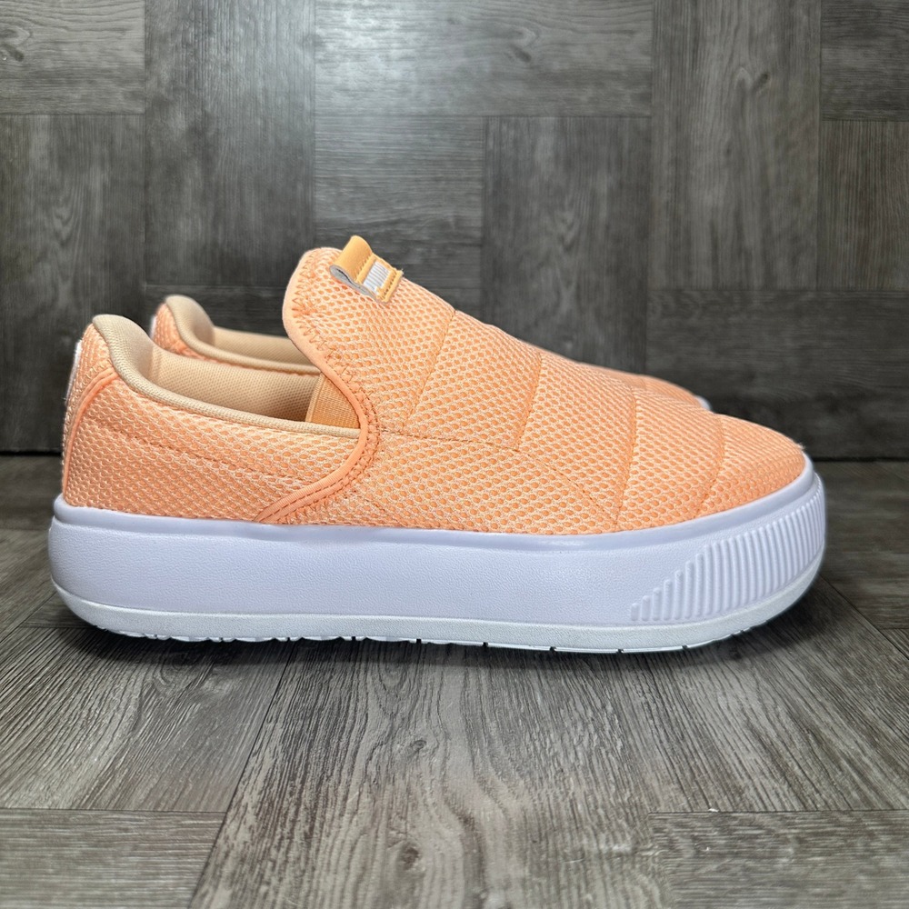 Puma Mayu Women Size 9 Peach Mesh Platform Slip On NEW 383967-01